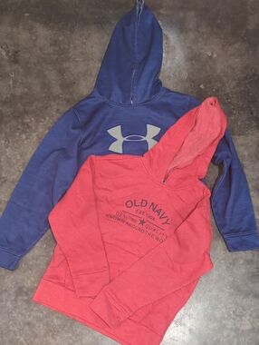 Old Navy Red & Under Armour Blue Hooded Sweatshirts Boys Size L